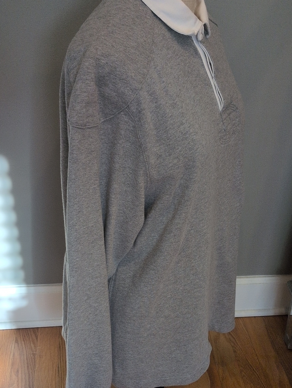 Men's Polo by Ralph Lauren Heather Gray Long-Sleeve Rugby Polo Large - Picture 6 of 11